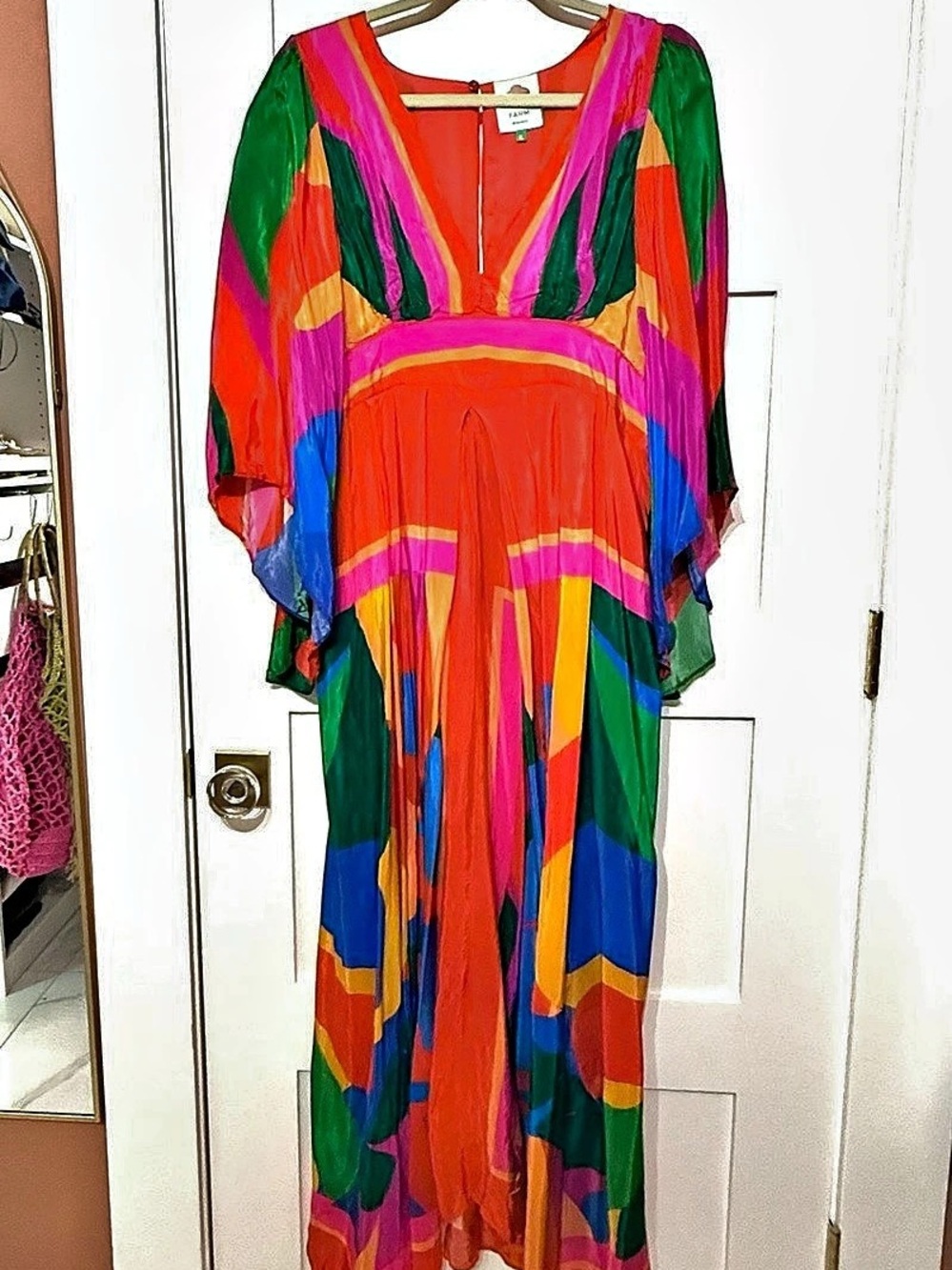 FARM Rio Abstract Print Maxi Dress Red & Green XL